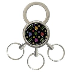 Embroidery-seamless-pattern-with-flowers 3-ring Key Chain by pakminggu