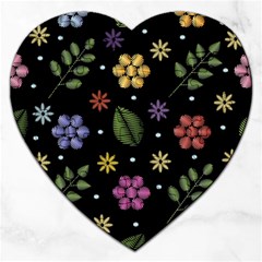 Embroidery-seamless-pattern-with-flowers Jigsaw Puzzle (heart) by pakminggu