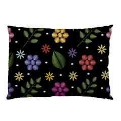 Embroidery-seamless-pattern-with-flowers Pillow Case by pakminggu