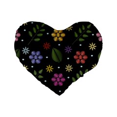 Embroidery-seamless-pattern-with-flowers Standard 16  Premium Flano Heart Shape Cushions by pakminggu