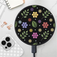 Embroidery-seamless-pattern-with-flowers Wireless Fast Charger(black) by pakminggu