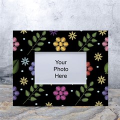 Embroidery-seamless-pattern-with-flowers White Tabletop Photo Frame 4 x6  by pakminggu