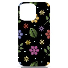 Embroidery-seamless-pattern-with-flowers Iphone 14 Pro Max Black Uv Print Case by pakminggu