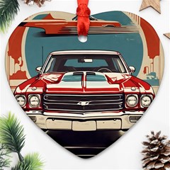 Car Vehicle Vintage Automobile Ornament (heart) by Ravend