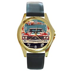 Car Vehicle Vintage Automobile Round Gold Metal Watch by Ravend