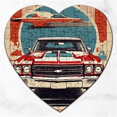 Car Vehicle Vintage Automobile Jigsaw Puzzle (heart) by Ravend