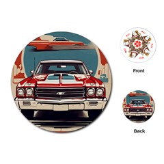 Car Vehicle Vintage Automobile Playing Cards Single Design (round) by Ravend