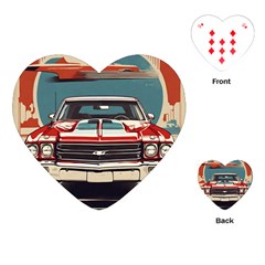 Car Vehicle Vintage Automobile Playing Cards Single Design (heart) by Ravend