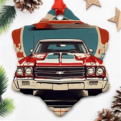 Car Vehicle Vintage Automobile Snowflake Ornament (two Sides) by Ravend