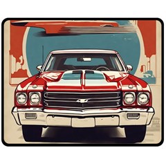 Car Vehicle Vintage Automobile Two Sides Fleece Blanket (medium) by Ravend