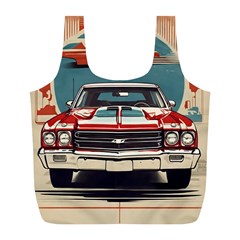 Car Vehicle Vintage Automobile Full Print Recycle Bag (l) by Ravend