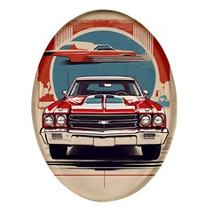 Car Vehicle Vintage Automobile Oval Glass Fridge Magnet (4 Pack)