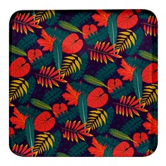 Leaves Pattern Seamless Square Glass Fridge Magnet (4 Pack)