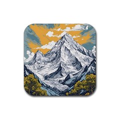 Nature Mountains Landscape Forest Rubber Coaster (square) by Ravend