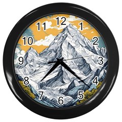 Nature Mountains Landscape Forest Wall Clock (black) by Ravend