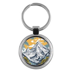 Nature Mountains Landscape Forest Key Chain (round) by Ravend