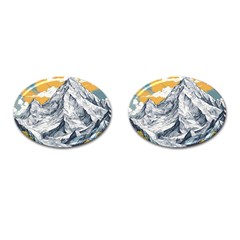 Nature Mountains Landscape Forest Cufflinks (oval) by Ravend