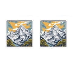 Nature Mountains Landscape Forest Cufflinks (square) by Ravend