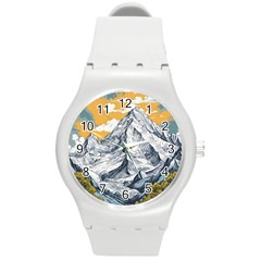 Nature Mountains Landscape Forest Round Plastic Sport Watch (m) by Ravend