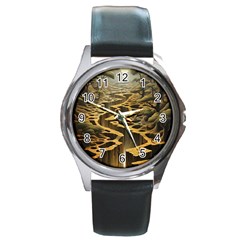 Landscape Mountains Forest Trees Nature Round Metal Watch by Ravend