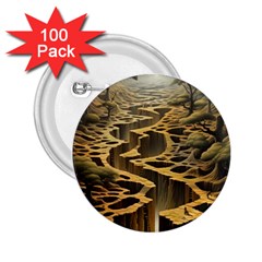 Landscape Mountains Forest Trees Nature 2 25  Buttons (100 Pack)  by Ravend