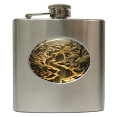 Landscape Mountains Forest Trees Nature Hip Flask (6 Oz) by Ravend