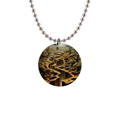 Landscape Mountains Forest Trees Nature 1  Button Necklace by Ravend