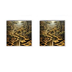 Landscape Mountains Forest Trees Nature Cufflinks (square) by Ravend