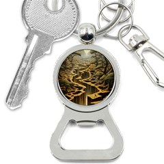 Landscape Mountains Forest Trees Nature Bottle Opener Key Chain by Ravend