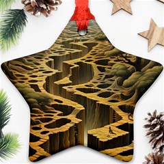 Landscape Mountains Forest Trees Nature Star Ornament (two Sides) by Ravend