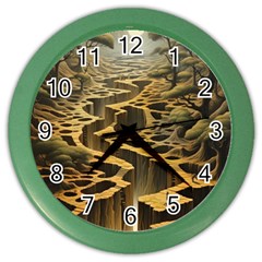 Landscape Mountains Forest Trees Nature Color Wall Clock by Ravend