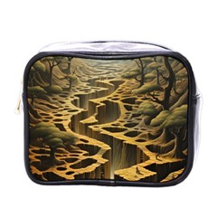 Landscape Mountains Forest Trees Nature Mini Toiletries Bag (one Side) by Ravend