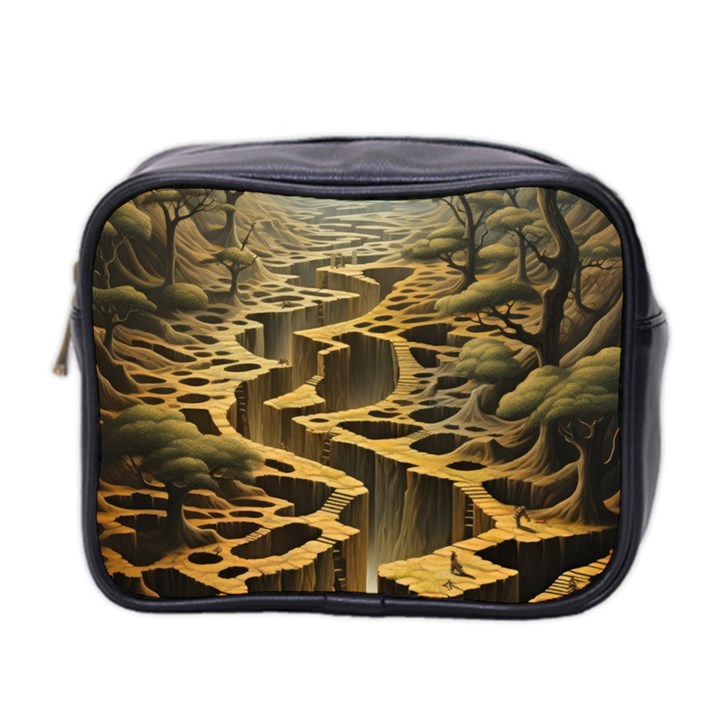 Landscape Mountains Forest Trees Nature Mini Toiletries Bag (Two Sides)