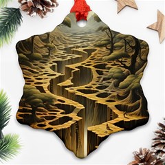 Landscape Mountains Forest Trees Nature Ornament (snowflake) by Ravend