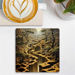 Landscape Mountains Forest Trees Nature Uv Print Square Tile Coaster  by Ravend