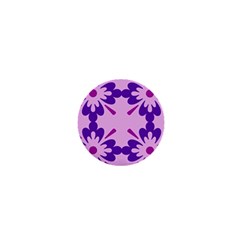 Pink And Purple Flowers Pattern 1  Mini Buttons by shoopshirt