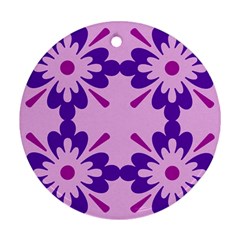 Pink And Purple Flowers Pattern Ornament (round) by shoopshirt