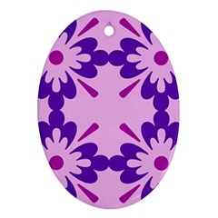 Pink And Purple Flowers Pattern Ornament (oval)