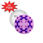 Pink And Purple Flowers Pattern 1.75  Buttons (10 pack) Front