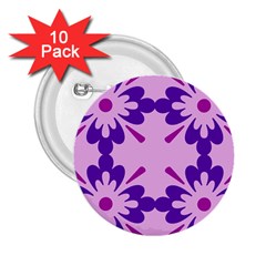 Pink And Purple Flowers Pattern 2 25  Buttons (10 Pack) 