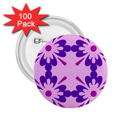 Pink And Purple Flowers Pattern 2 25  Buttons (100 Pack) 