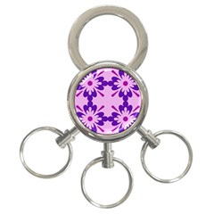 Pink And Purple Flowers Pattern 3-ring Key Chain by shoopshirt