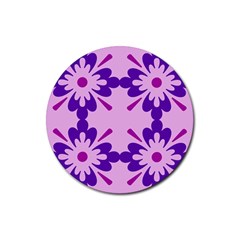 Pink And Purple Flowers Pattern Rubber Coaster (round) by shoopshirt