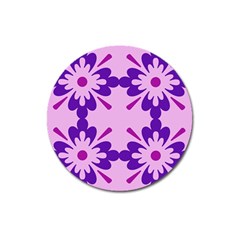 Pink And Purple Flowers Pattern Magnet 3  (round)