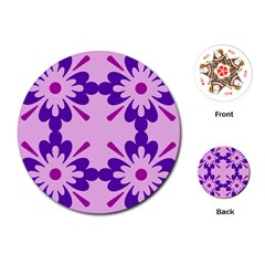 Pink And Purple Flowers Pattern Playing Cards Single Design (round) by shoopshirt