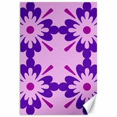 Pink And Purple Flowers Pattern Canvas 12  X 18  by shoopshirt