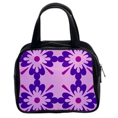 Pink And Purple Flowers Pattern Classic Handbag (two Sides)