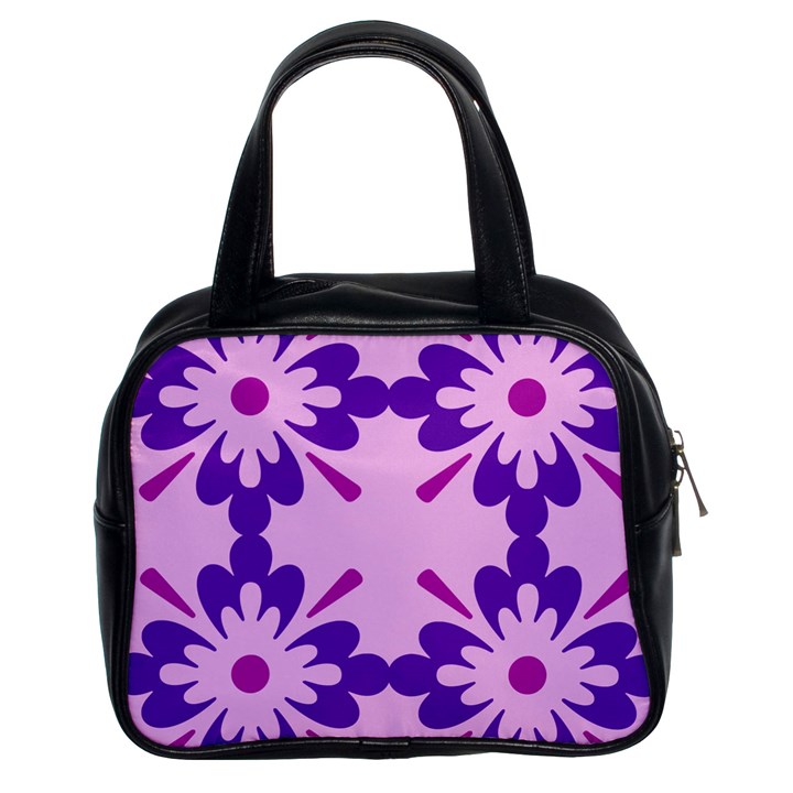 Pink And Purple Flowers Pattern Classic Handbag (Two Sides)