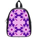 Pink And Purple Flowers Pattern School Bag (Small) Front