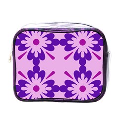 Pink And Purple Flowers Pattern Mini Toiletries Bag (one Side)